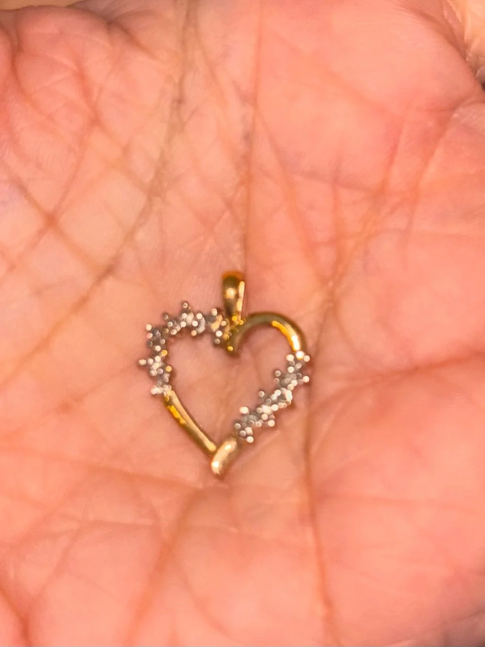 Gold Heart Pendant with Clear Stones - Women Jewelry